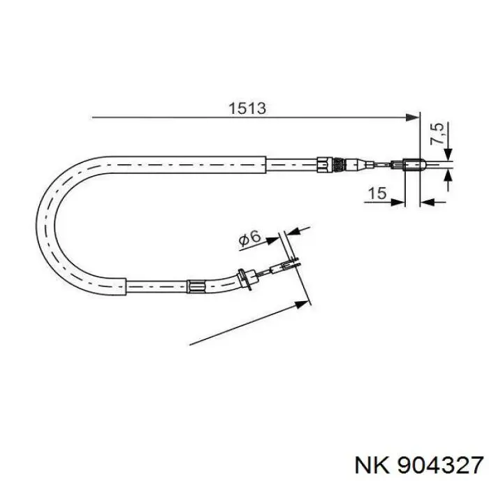 904327 NK cable de freno de mano trasero derecho/izquierdo