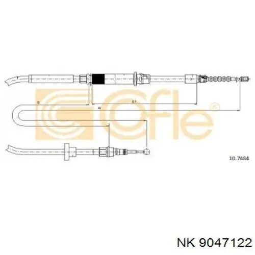 9047122 NK cable de freno de mano trasero derecho/izquierdo