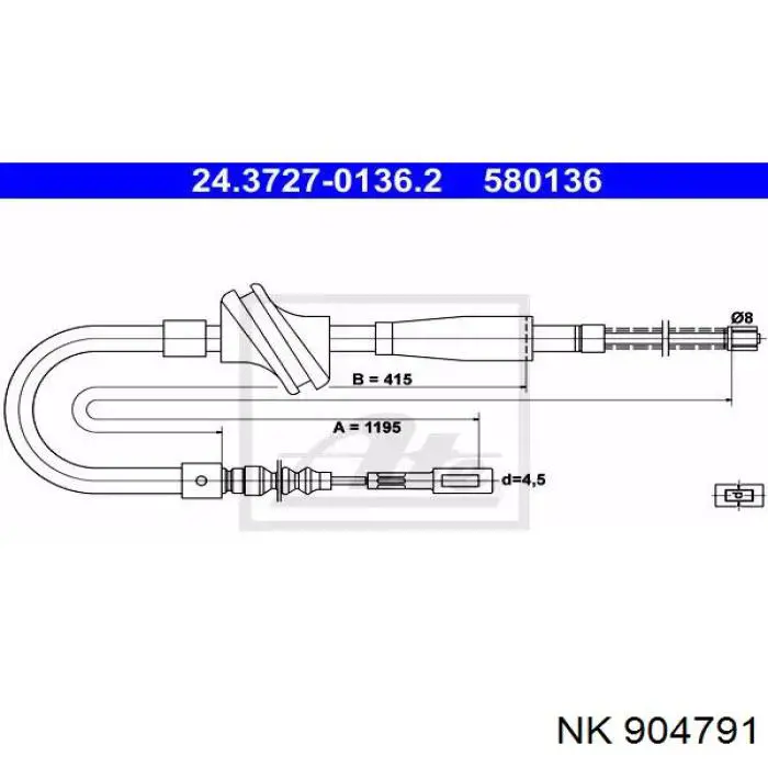 1201001 Beca Cables Cable de freno de mano trasero derecho/izquierdo