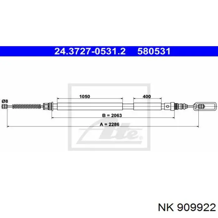 909922 NK cable de freno de mano trasero izquierdo