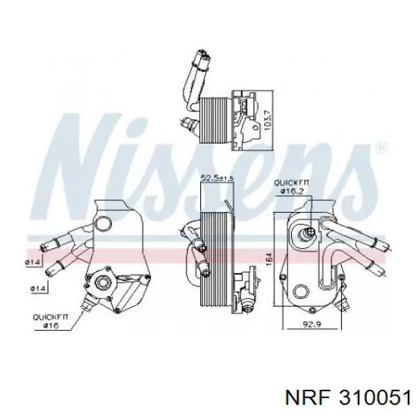 310051 NRF radiador de aceite, bajo de filtro