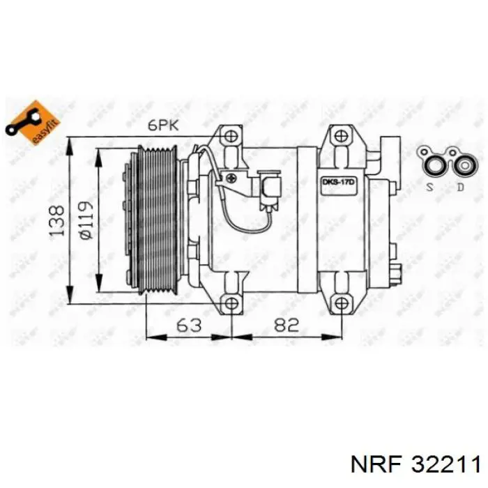 Compresor de aire acondicionado 32211 NRF