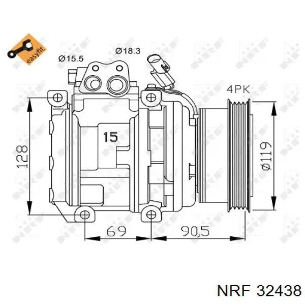 32438 NRF compresor de aire acondicionado