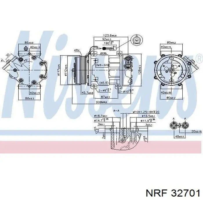 Compresor de aire acondicionado 32701 NRF