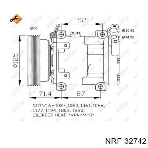 32742 NRF compresor de aire acondicionado