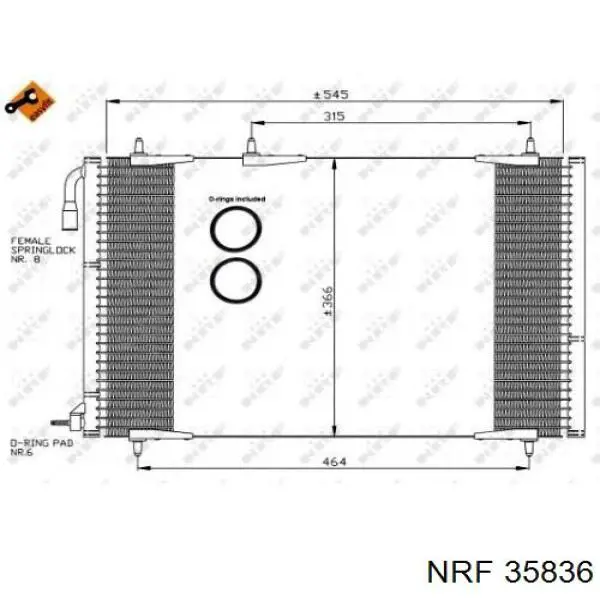 Condensador aire acondicionado 35836 NRF