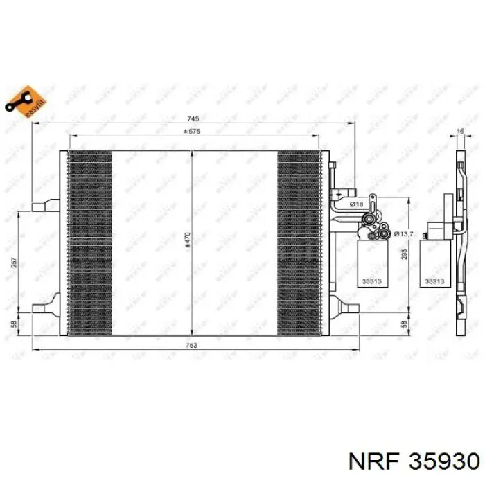 DCN33010 Denso condensador aire acondicionado