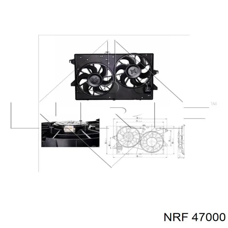 47000 NRF difusor de radiador, ventilador de refrigeración, condensador del aire acondicionado, completo con motor y rodete