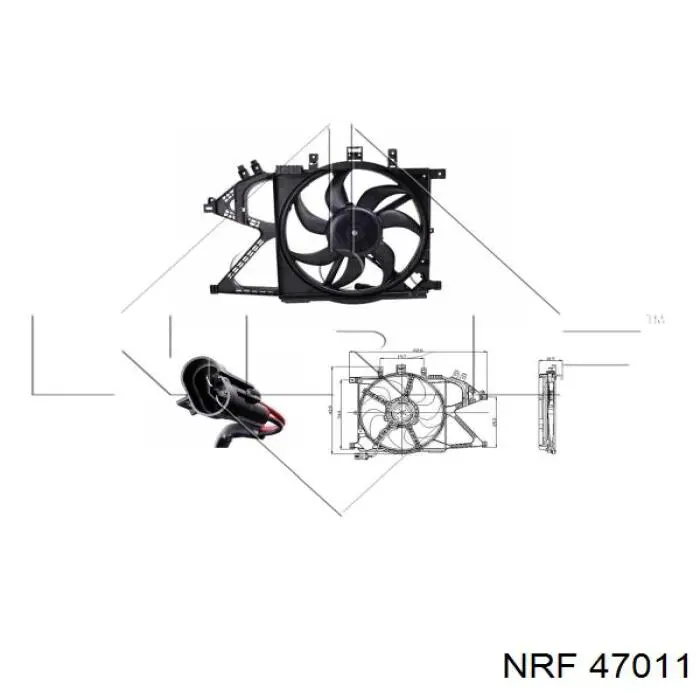47011 NRF difusor de radiador, ventilador de refrigeración, condensador del aire acondicionado, completo con motor y rodete