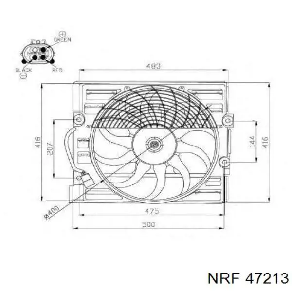 47213 NRF difusor de radiador, ventilador de refrigeración, condensador del aire acondicionado, completo con motor y rodete