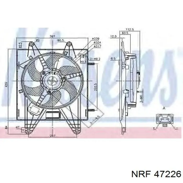 Difusor de radiador, ventilador de refrigeración, condensador del aire acondicionado, completo con motor y rodete para Fiat Multipla (186)