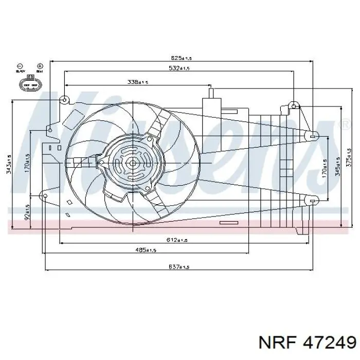 EFI033 Doga difusor de radiador, ventilador de refrigeración, condensador del aire acondicionado, completo con motor y rodete