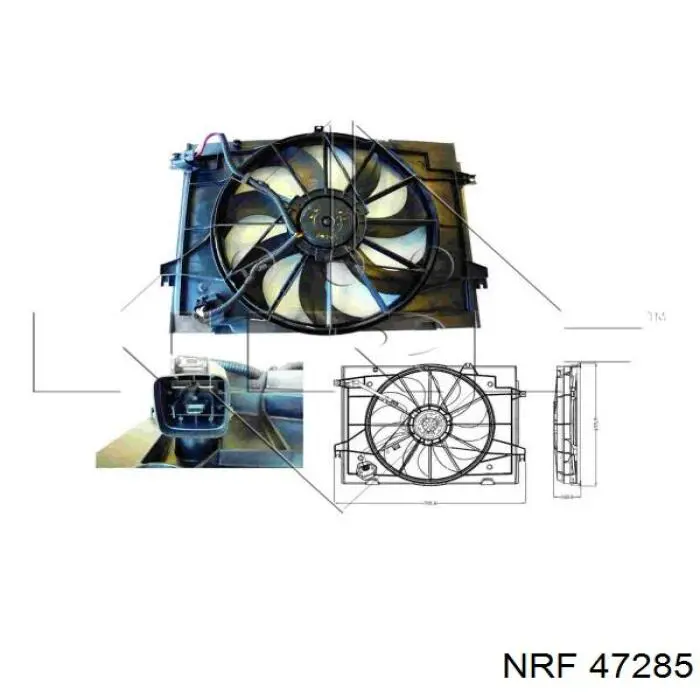 47285 NRF difusor de radiador, ventilador de refrigeración, condensador del aire acondicionado, completo con motor y rodete