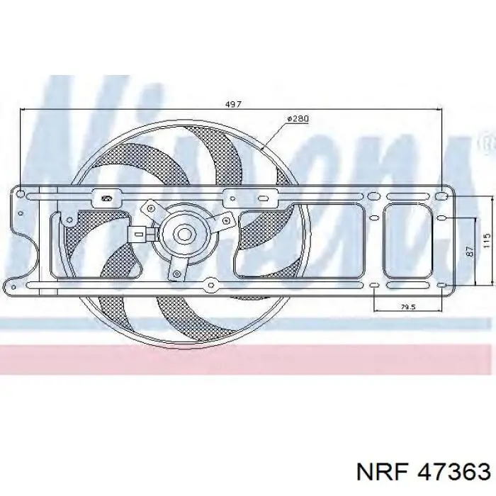 Rodete ventilador, refrigeración de motor NRF 47363