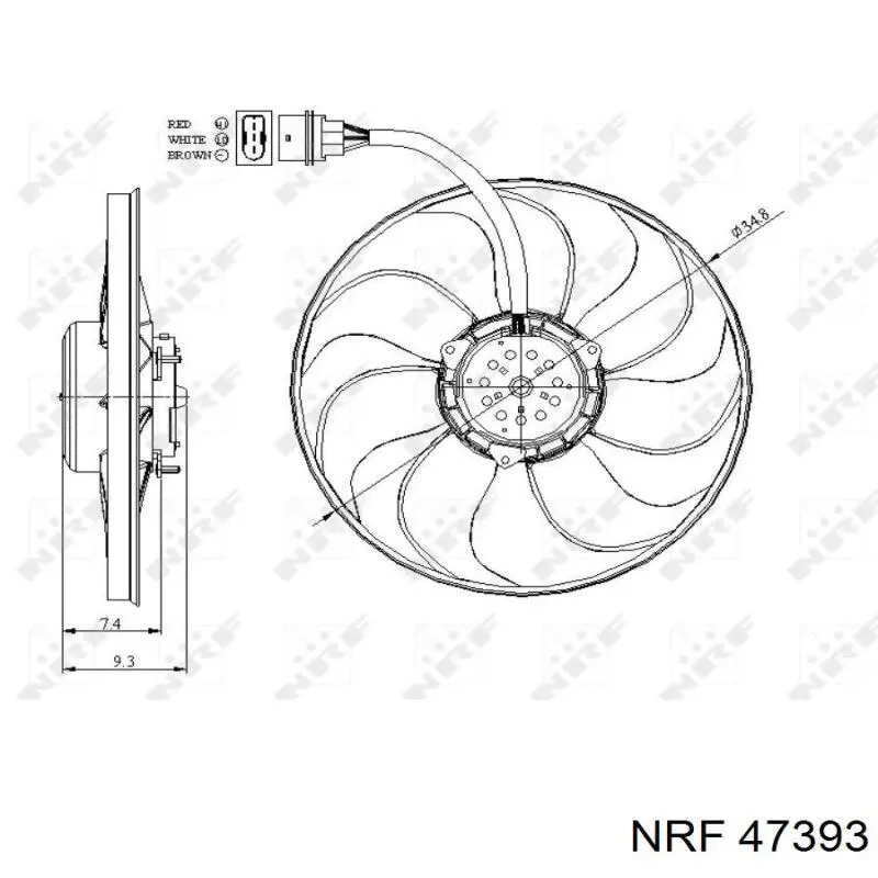 Rodete ventilador, refrigeración de motor NRF 47393