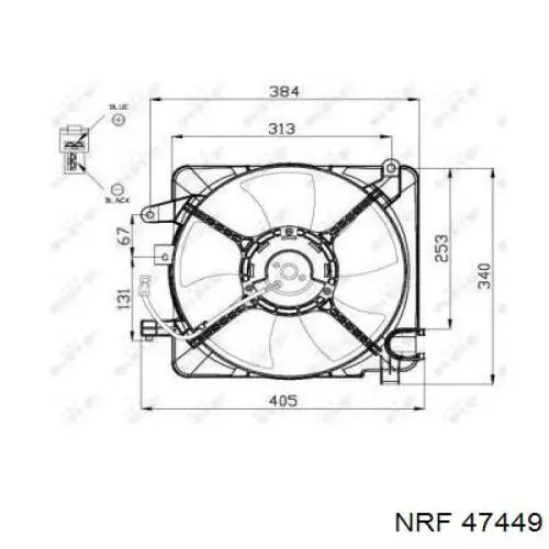 47449 NRF difusor de radiador, ventilador de refrigeración, condensador del aire acondicionado, completo con motor y rodete