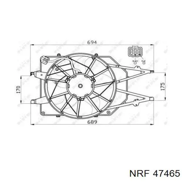 47465 NRF difusor de radiador, ventilador de refrigeración, condensador del aire acondicionado, completo con motor y rodete
