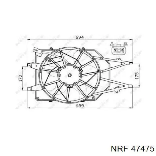 47475 NRF difusor de radiador, ventilador de refrigeración, condensador del aire acondicionado, completo con motor y rodete