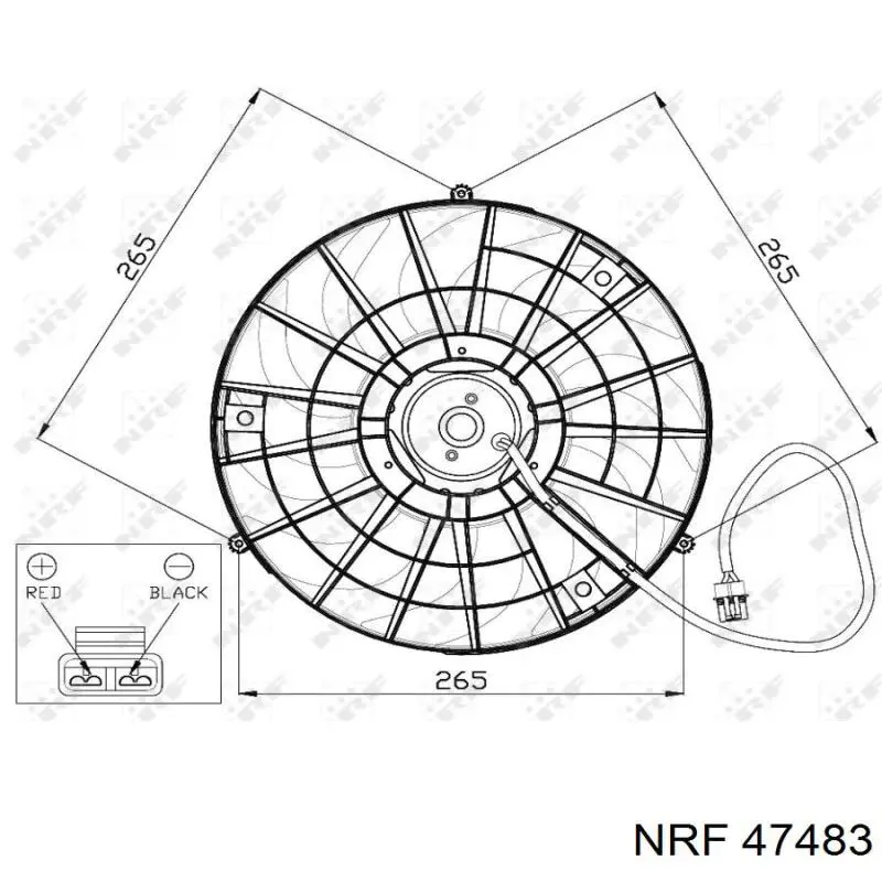 47483 NRF ventilador (rodete +motor aire acondicionado con electromotor completo)