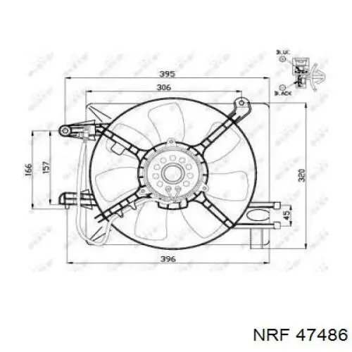 47486 NRF difusor de radiador, ventilador de refrigeración, condensador del aire acondicionado, completo con motor y rodete