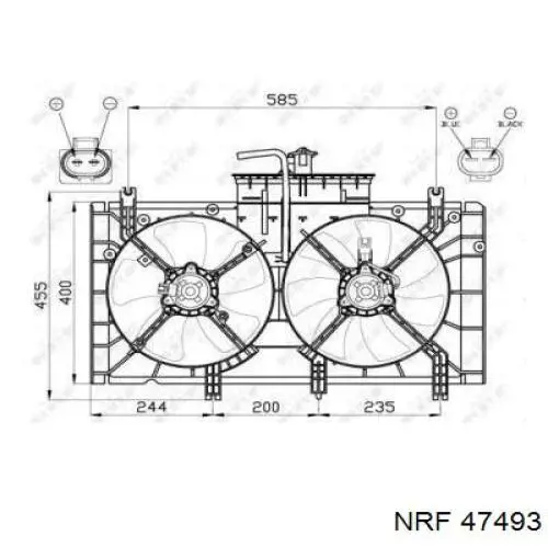 47493 NRF difusor de radiador, ventilador de refrigeración, condensador del aire acondicionado, completo con motor y rodete