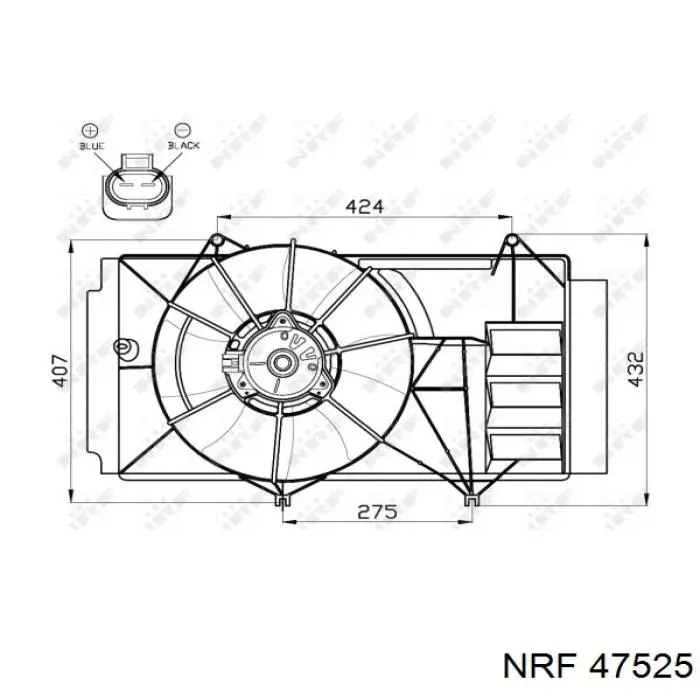 47525 NRF motor de ventilador, refrigeración, izquierdo