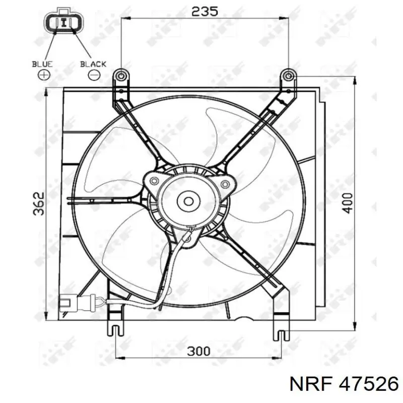 47526 NRF difusor de radiador, ventilador de refrigeración, condensador del aire acondicionado, completo con motor y rodete