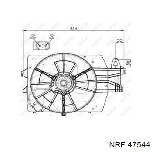 47544 NRF difusor de radiador, ventilador de refrigeración, condensador del aire acondicionado, completo con motor y rodete