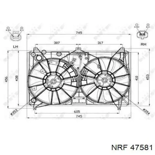 47581 NRF motor de ventilador, refrigeración, derecho
