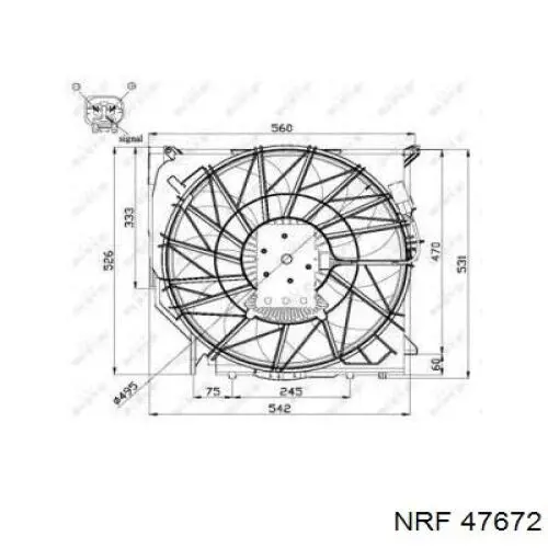 47672 NRF difusor de radiador, ventilador de refrigeración, condensador del aire acondicionado, completo con motor y rodete