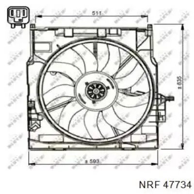 47734 NRF difusor de radiador, aire acondicionado, completo con motor y rodete