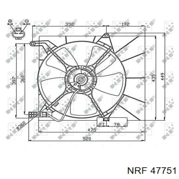 47751 NRF difusor de radiador, ventilador de refrigeración, condensador del aire acondicionado, completo con motor y rodete