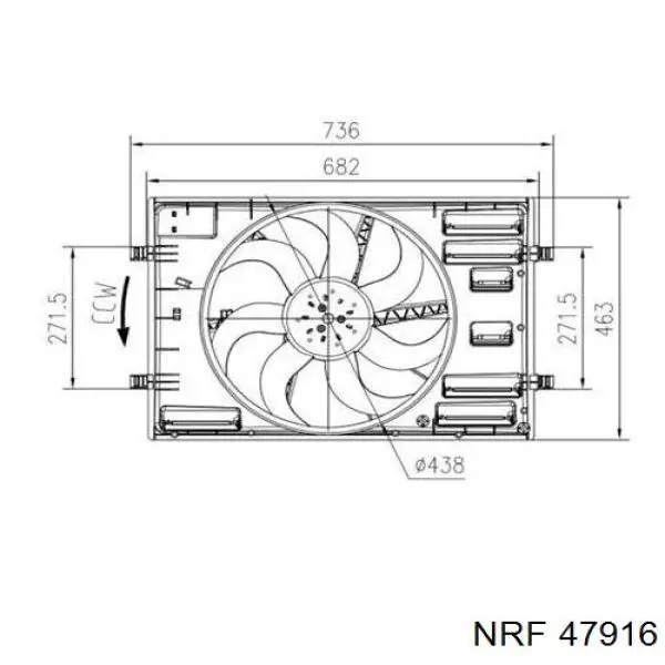 47916 NRF difusor de radiador, ventilador de refrigeración, condensador del aire acondicionado, completo con motor y rodete