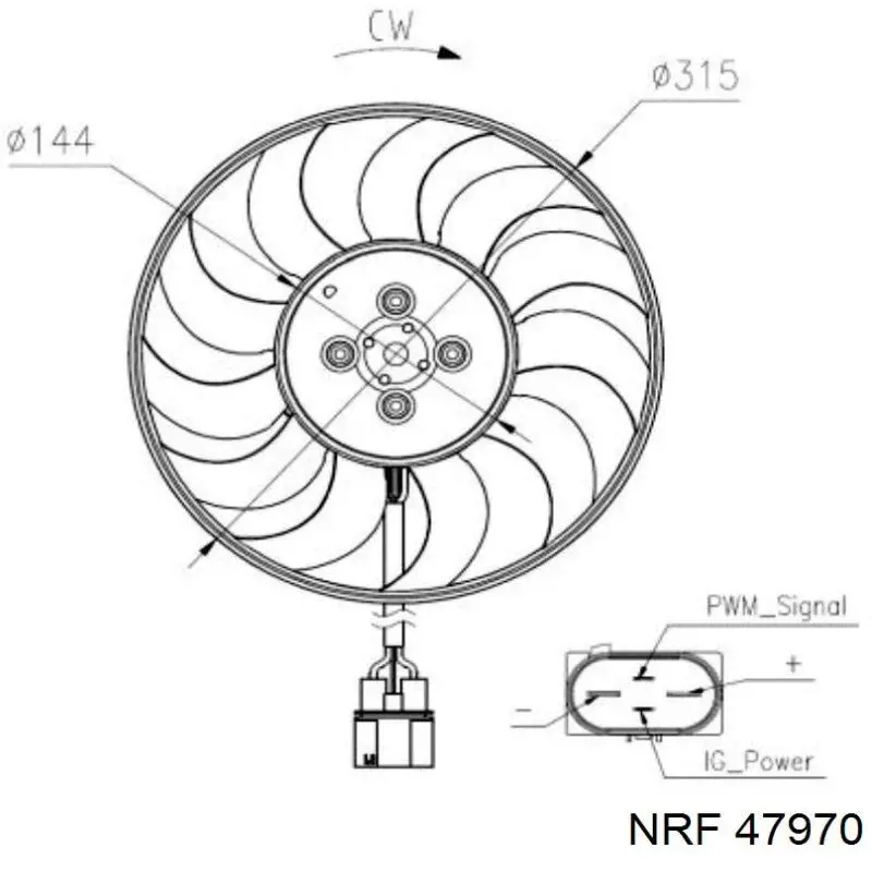 Motor del ventilador de refrigeración derecho NRF 47970 precio, desde 232,85 EUR