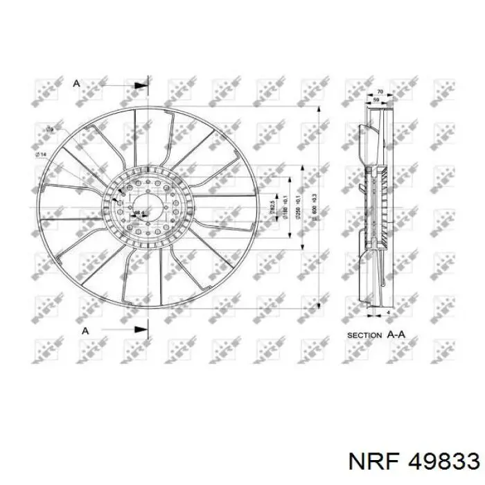 NRF 49833 NRF rodete ventilador, refrigeración de motor