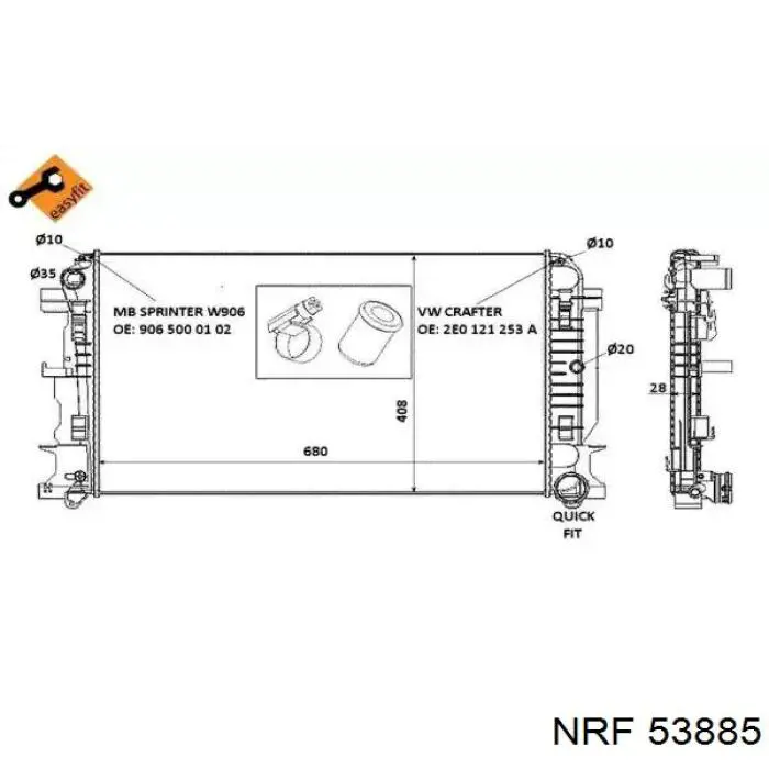 RA67156A KSP radiador refrigeración del motor