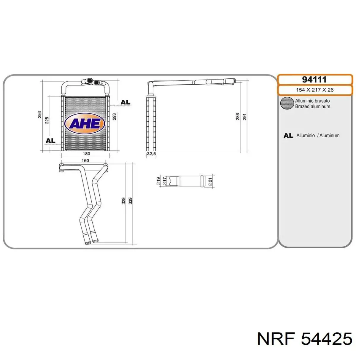 54425 NRF radiador de calefacción