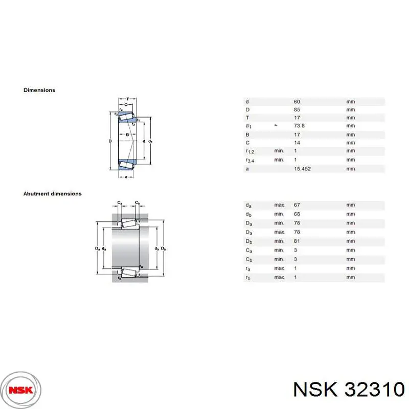 32310 NSK cojinete de rueda delantero