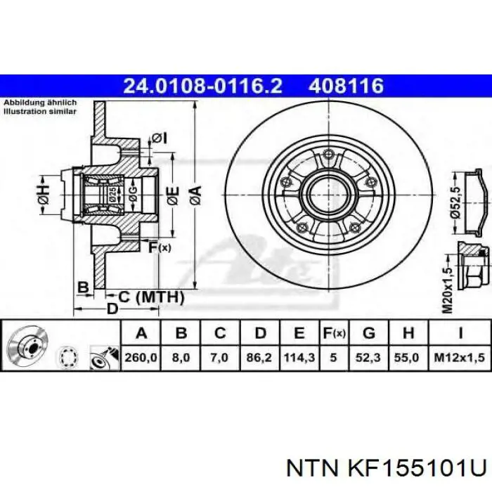 KF155101U NTN disco de freno trasero