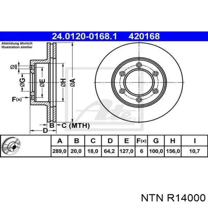 R140.00 NTN cojinete de rueda trasero