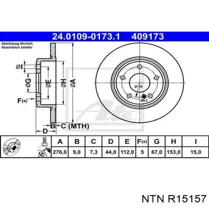 R151.57 NTN cubo de rueda trasero