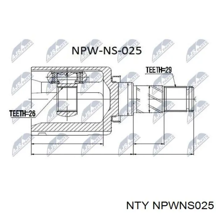 NPWNS025 NTY árbol de transmisión delantero izquierdo