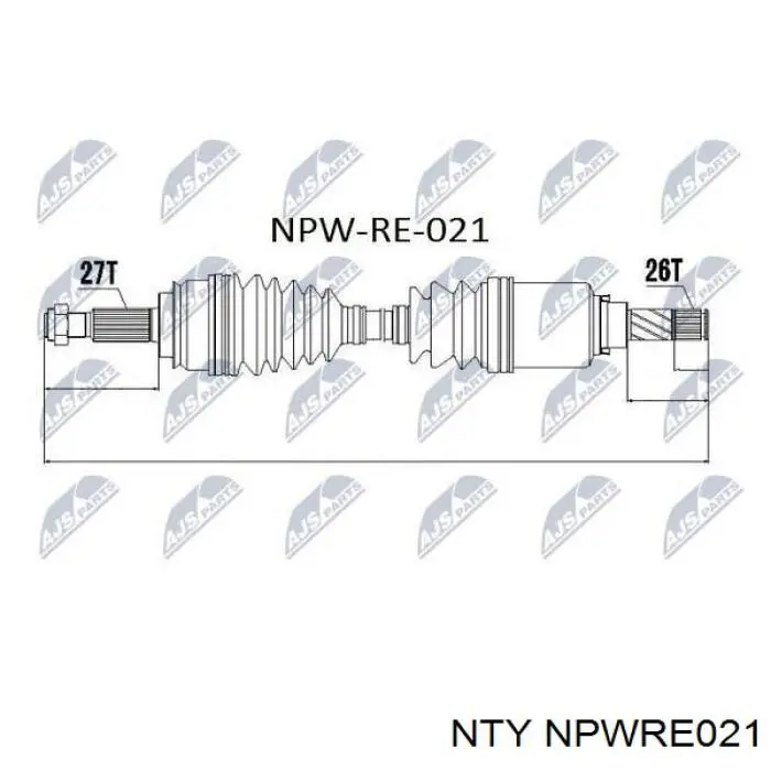 NPW-RE-021 NTY árbol de transmisión delantero izquierdo