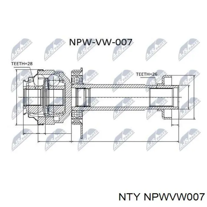 NPW-VW-007 NTY junta homocinética interior delantera derecha