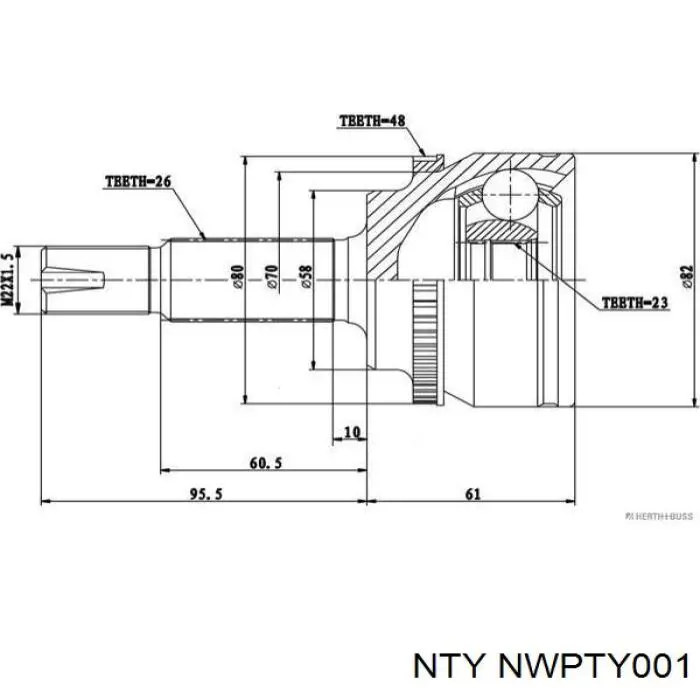 NWP-TY-001 NTY árbol de transmisión delantero izquierdo