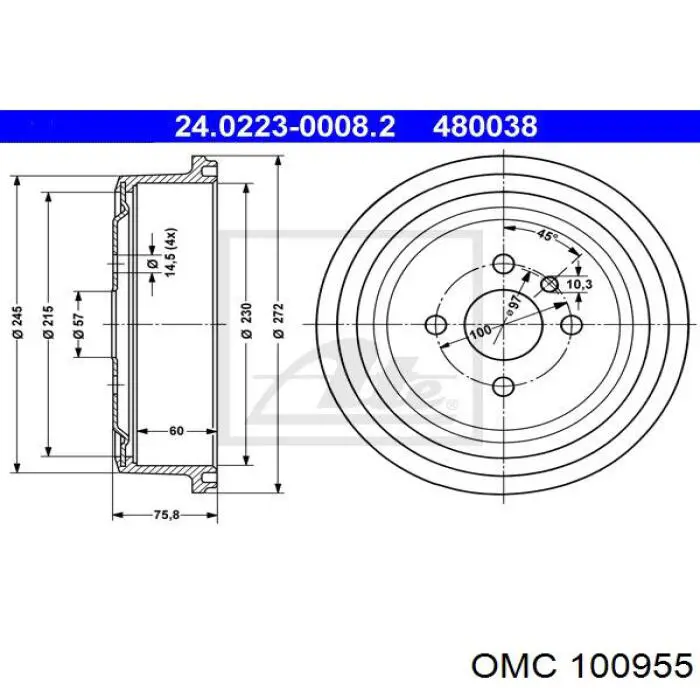 100955 OMC freno de tambor trasero