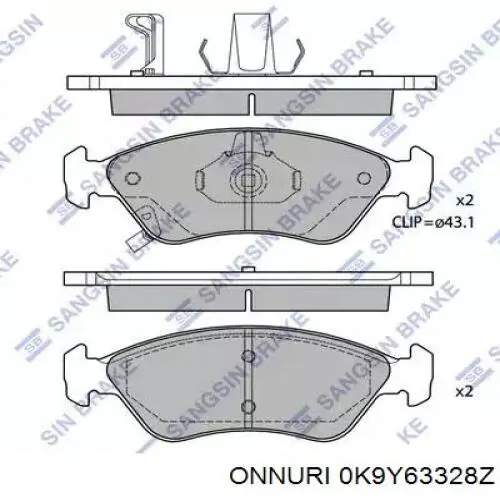 0K9Y63328Z Onnuri pastillas de freno delanteras