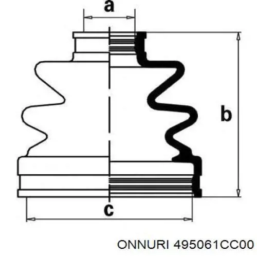 495061CC00 Onnuri fuelle, árbol de transmisión delantero interior