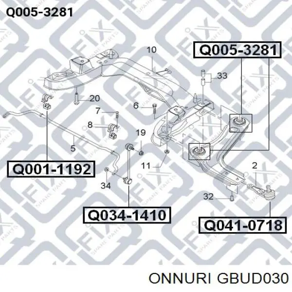 GBUD030 Onnuri silentblock de suspensión delantero inferior