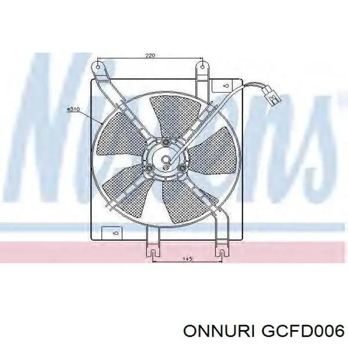 GCFD006 Onnuri difusor de radiador, aire acondicionado, completo con motor y rodete